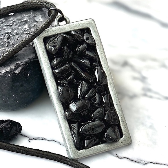 5 For $25💫Antique Style Black Agate Pendant Necklace - Picture 4 of 8